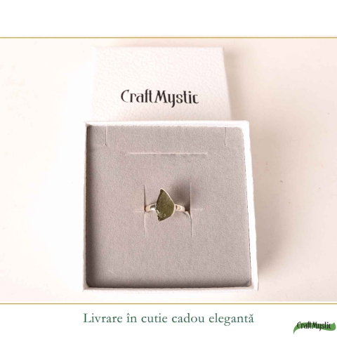 Inel Argint 925 cu Moldavit Autentic, M8/56 – Talisman pentru Crestere Spirituala si Protectie [5]