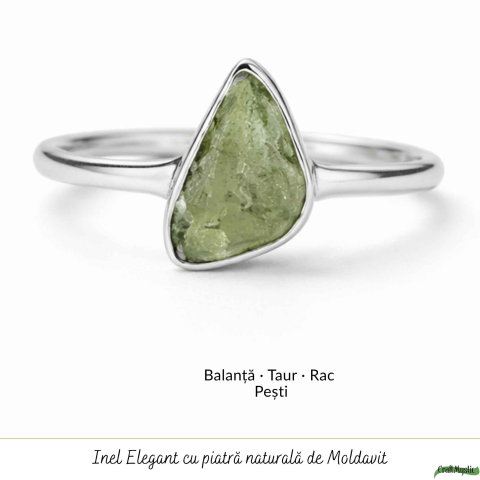 Inel Argint 925 cu Moldavit Autentic, M8/56 – Talisman pentru Crestere Spirituala si Protectie [4]