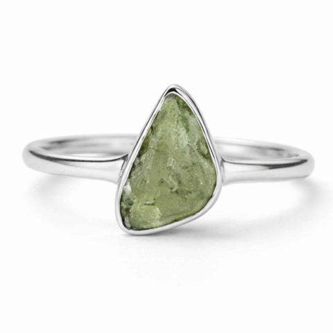 Vindecare Emotionala - Inel Argint 925 cu Moldavit Autentic, M8/56 – Talisman pentru Crestere Spirituala si Protectie