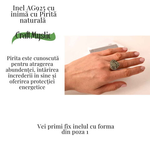 Inel din Argint 925 cu Pirita Naturala in Forma de Inima – Protectie si incredere in Sine [2]