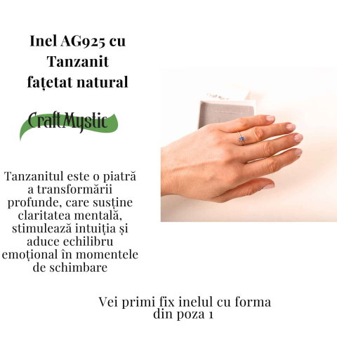 Inel din Argint 925 reglabil cu Tanzanit Fatetat — o raza de lumina violet purtata cu calm si echilibru [2]