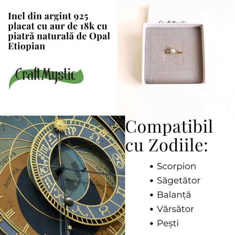 Inel argint 925 placat cu aur 18K cu Opal Etiopian fatetat rotund – Lumina sufletului [3]