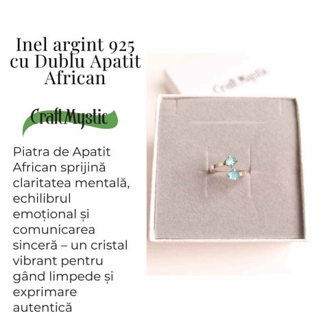 Inel Argint 925 cu Apatit African Dublu – Claritate si Comunicare Autentica [2]