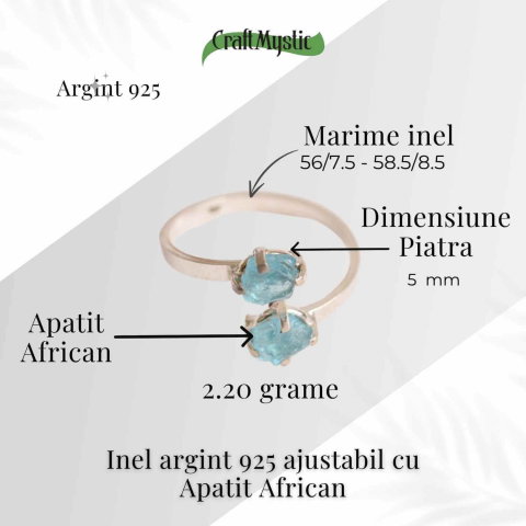Inel Argint 925 cu Apatit African Dublu – Claritate si Comunicare Autentica [3]