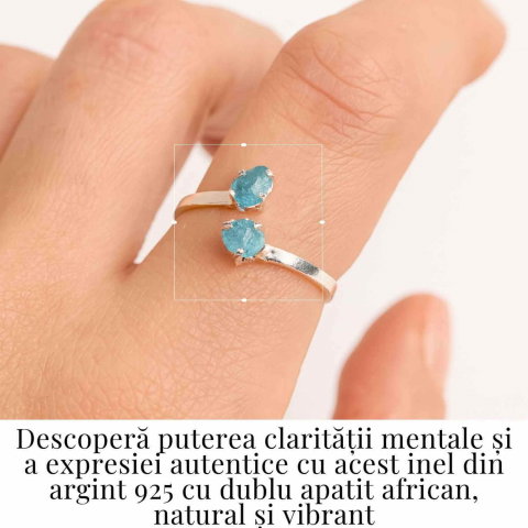 Inel Argint 925 cu Apatit African Dublu – Claritate si Comunicare Autentica [1]