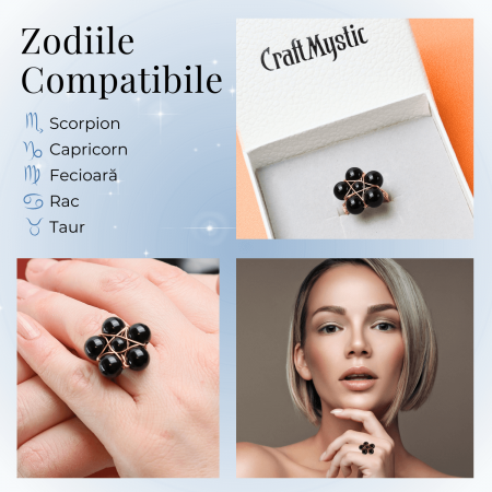 Inel ajustabil cu piatra naturala cluster Ametist [2]