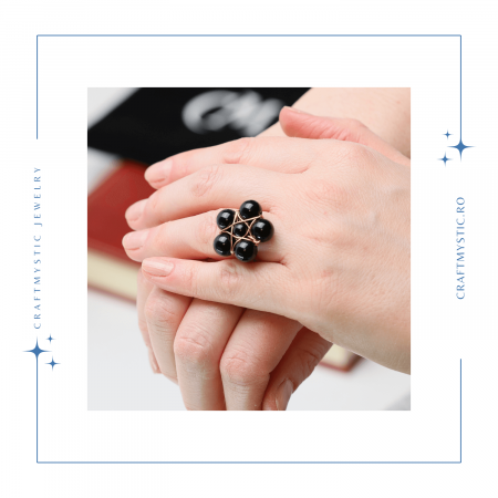 Inel ajustabil cu piatra naturala cluster Ametist [1]