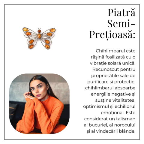 Brosa din chihlimbar forma de fluture si argint 925 — adauga caldura si rafinament tinutei tale [6]