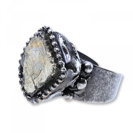 Inel Vintage Ajustabil cu Piatra de Pirita pentru Succes [1]