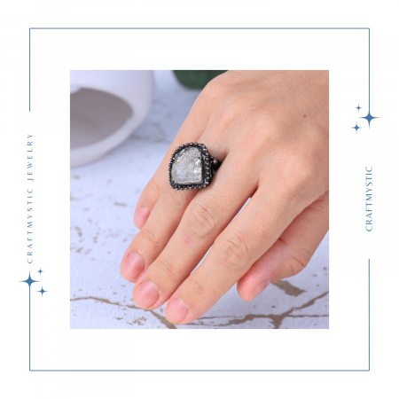 Inel Vintage Ajustabil cu Piatra de Pirita pentru Succes [2]