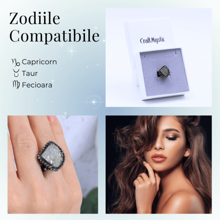 Inel Vintage Ajustabil cu Piatra de Pirita pentru Succes [4]