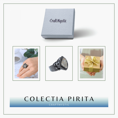 Inel Vintage Ajustabil cu Piatra de Pirita pentru Succes [7]