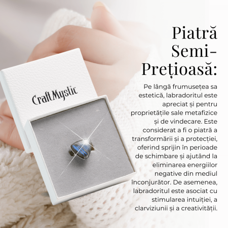 Inel ajustabil cu piInel Argintiu Reglabil cu Labradorit - Transformare si Protectie Spiritualaatra naturala cluster Ametist [8]