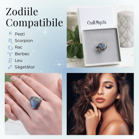 Inel ajustabil cu piInel Argintiu Reglabil cu Labradorit - Transformare si Protectie Spiritualaatra naturala cluster Ametist [3]
