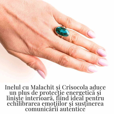 Inel Malachit si Crisocola montura Argint 925 - Protectie si echilibru emotional [6]