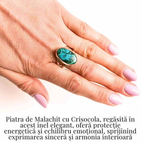 Inel Malachit si Crisocola montura Argint 925 - Protectie si echilibru emotional [9]