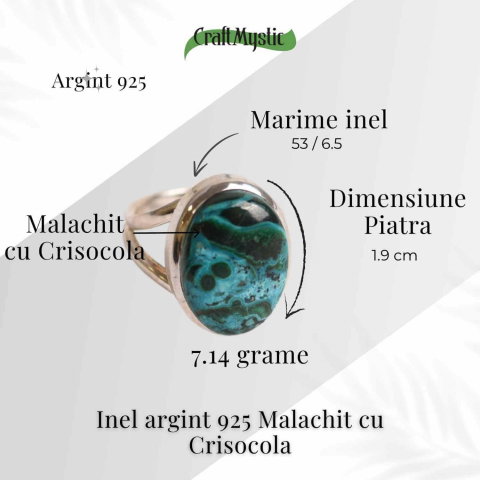 Inel Malachit si Crisocola montura Argint 925 - Protectie si echilibru emotional [13]