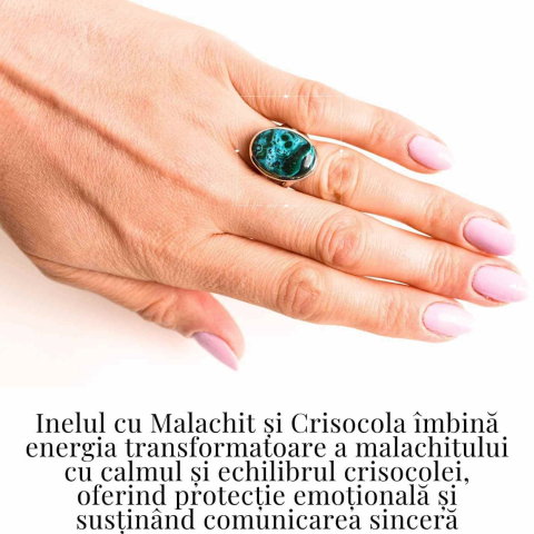 Inel Malachit si Crisocola montura Argint 925 - Protectie si echilibru emotional [12]