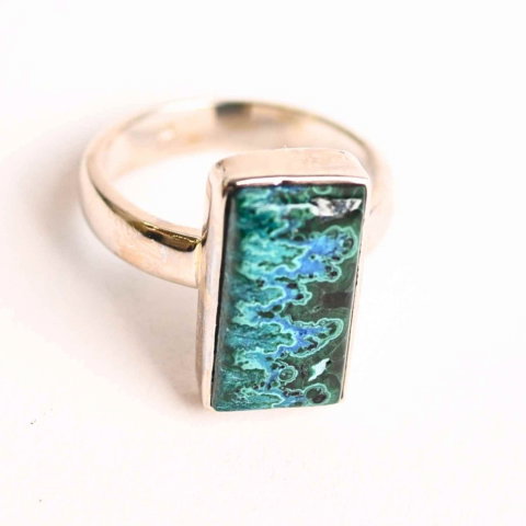 Inel cu Malachit si Crisocola Montura din Argint 925 – Protectie Energetica si Echilibru Emotional, 4.90 gr [0]