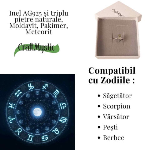 Inel din Argint 925 cu Moldavit, Pakimer si Meteorit - Conexiune si claritate [3]