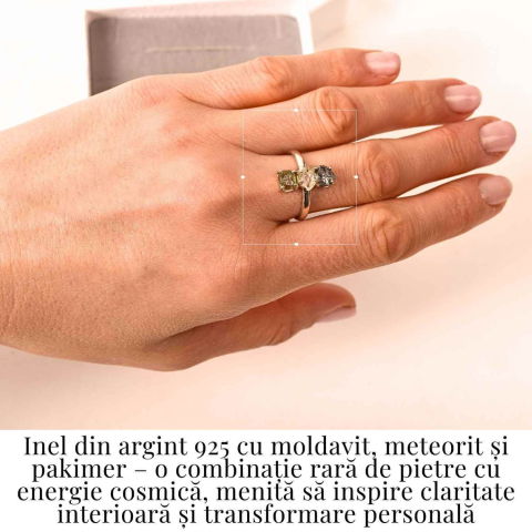 Inel din Argint 925 cu Moldavit, Pakimer si Meteorit - Conexiune si claritate [1]