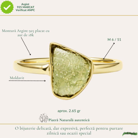 Inel moldavit brut neuniform placat cu aur de 18K , M6/51 – claritate si transformare interioara [3]