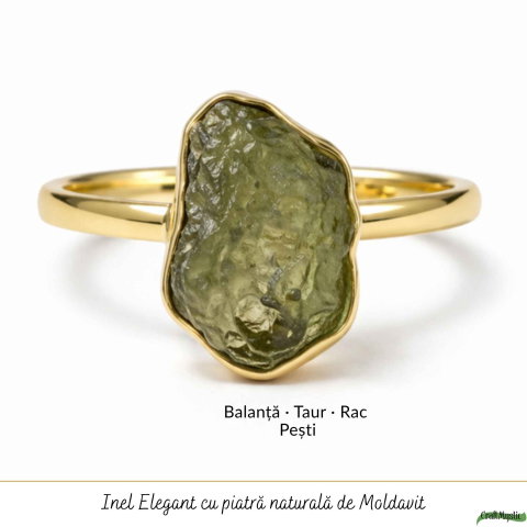 Inel moldavit brut placat cu aur de18K, M6/51– energie intensa si transformare [4]