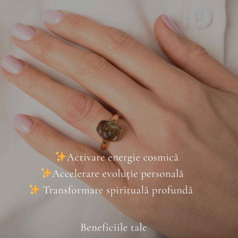 Inel moldavit brut si argint placat cu aur d e18k, M6/51 – transformare si energie autentica [2]