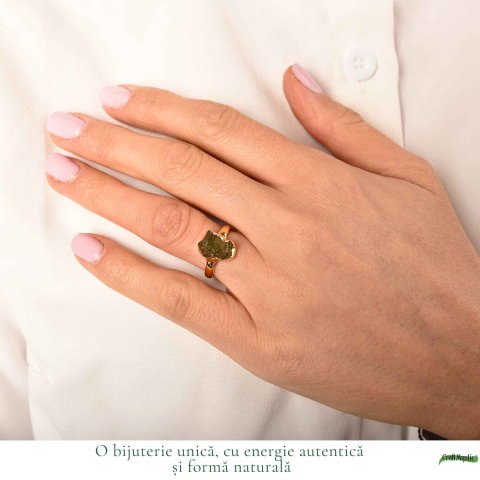 Inel moldavit brut neuniform si argint placat cu aur de 18k, M5/49 – energie transformare si autenticitate [1]