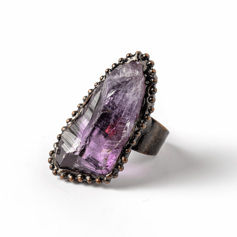 Echilibrare Energetica - Inel Reglabil Vintage cu Ametist Natural – Claritate si Echilibru