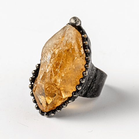 Incredere si Curaj - Inel Reglabil Vintage cu Citrin Natural – Abundenta si Energie Pozitiva