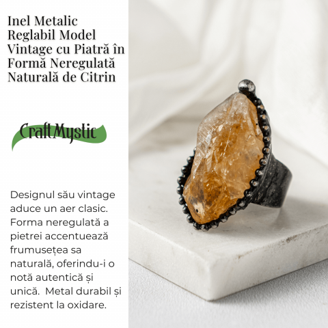 Inel Reglabil Vintage cu Citrin Natural – Abundenta si Energie Pozitiva [6]