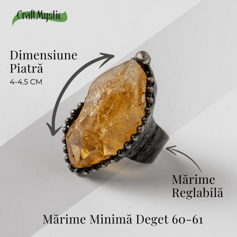 Inel Reglabil Vintage cu Citrin Natural – Abundenta si Energie Pozitiva [2]