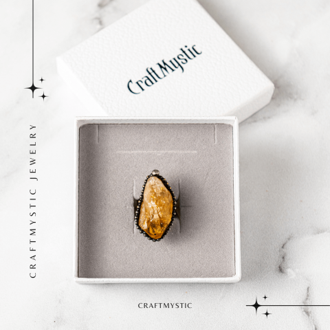 Inel Reglabil Vintage cu Citrin Natural – Abundenta si Energie Pozitiva [4]