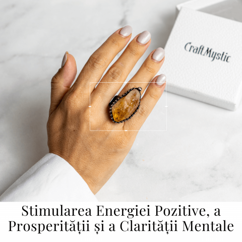 Inel Reglabil Vintage cu Citrin Natural – Abundenta si Energie Pozitiva [1]