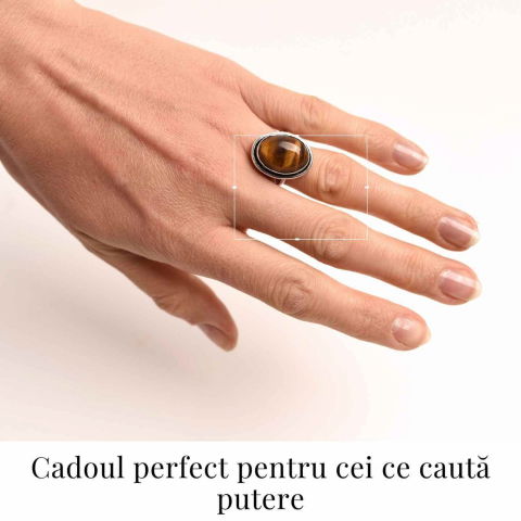 Inel ajustabil argintiu cu Ochi de Tigru – putere si protectie [1]