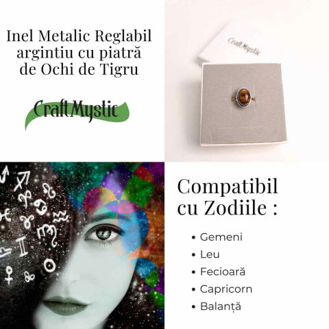 Inel ajustabil argintiu cu Ochi de Tigru – putere si protectie [3]