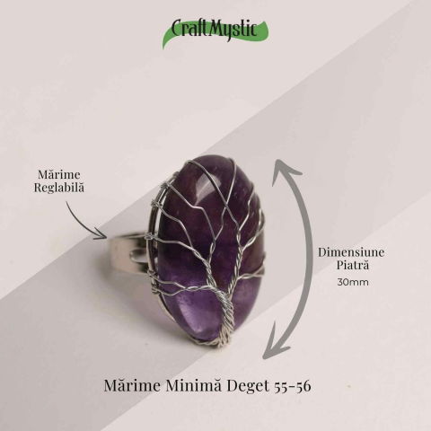 Inel Reglabil cu Ametist si Model Arborele Vietii - Energie si Echilibru [2]