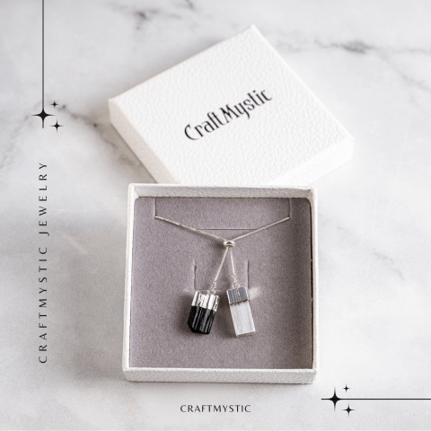 Protectie completa – Colier cu selenit si turmalina neagra pentru energie curata [6]