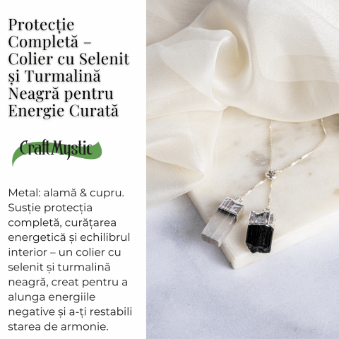 Protectie completa – Colier cu selenit si turmalina neagra pentru energie curata [2]