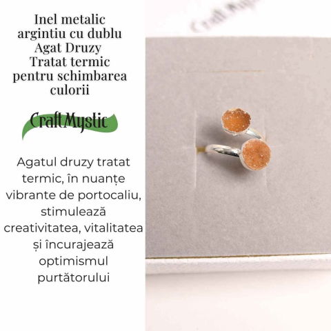 Inel Argintiu cu Dublu Agat Druzy – Energie si Eleganta Unica [2]