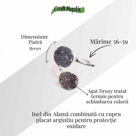 Inel Argintiu cu Dublu Agat Druzy – Energie si Eleganta Unica [3]