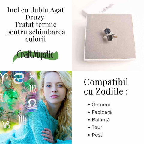 Inel Argintiu cu Dublu Agat Druzy – Energie si Eleganta Unica [4]