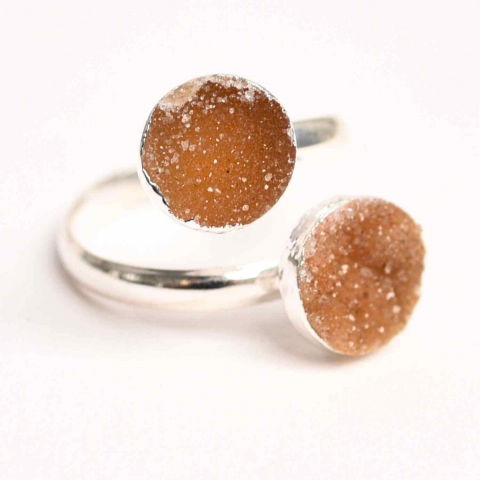 Inel Argintiu cu Dublu Agat Druzy – Energie si Eleganta Unica