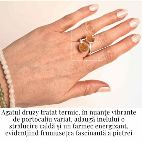 Inel Argintiu cu Dublu Agat Druzy – Energie si Eleganta Unica [1]