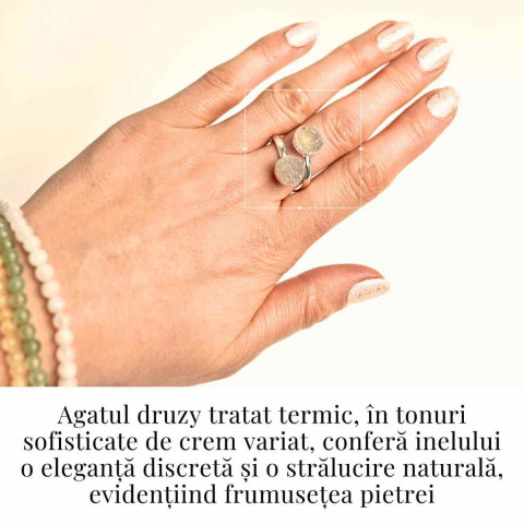 Inel Argintiu cu Dublu Agat Druzy – Energie si Eleganta Unica [1]