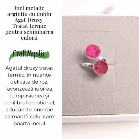 Inel Argintiu cu Dublu Agat Druzy – Energie si Eleganta Unica [2]