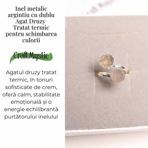 Inel Argintiu cu Dublu Agat Druzy – Energie si Eleganta Unica [2]