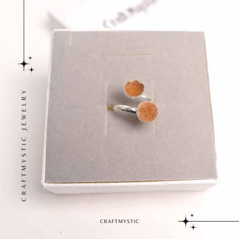 Inel Argintiu cu Dublu Agat Druzy – Energie si Eleganta Unica [5]