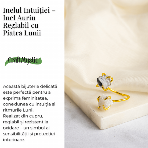 Inelul Intuitiei – Inel Auriu Reglabil cu Piatra Lunii [2]
